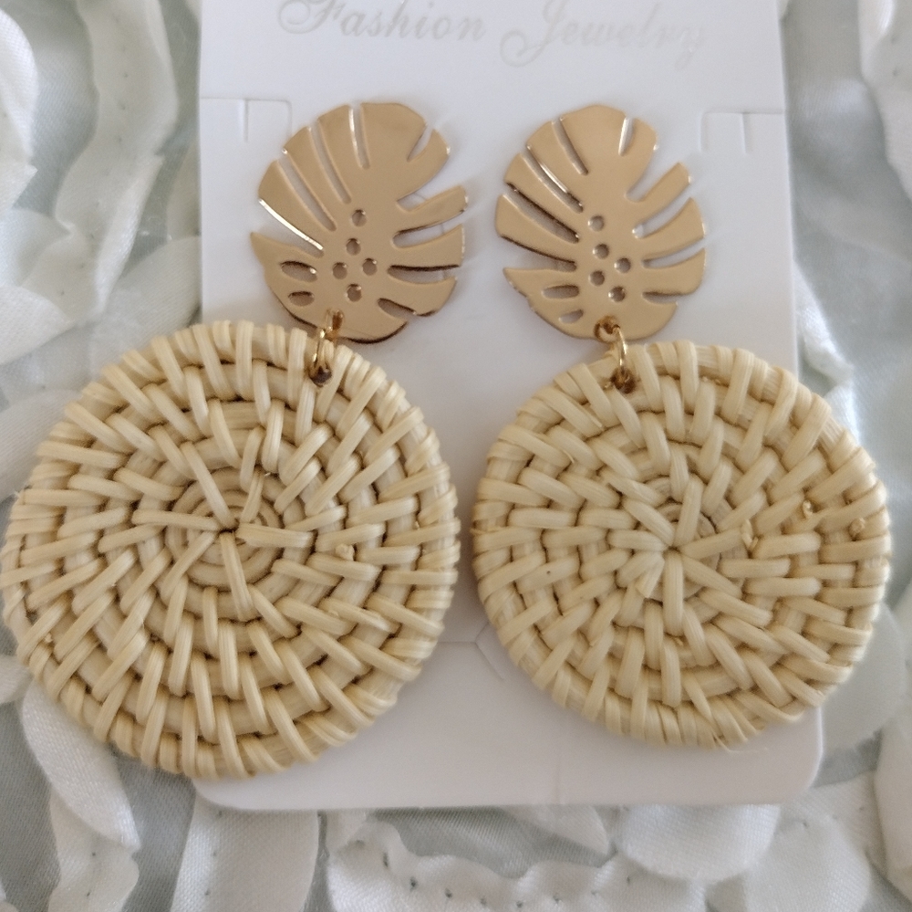 Boho rattan earrings